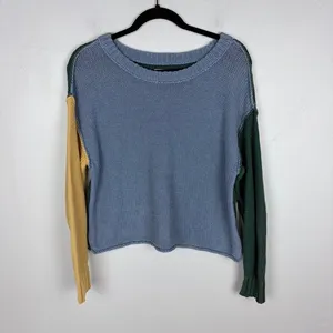 American Eagle Colorblock Easy Crewneck Sweater Cotton‎ Knit Summer Size XS thumbnail 2