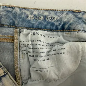American Eagle Jegging Crop Womens 4 Short Distressed Raw Hem Light Wash Blue thumbnail 9