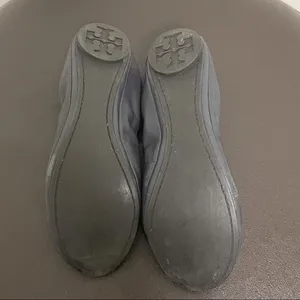 Tory Burch Eddie Navy Blue Leather Ballet Flats 6 M Folding Elastic Rim *No box* thumbnail 6