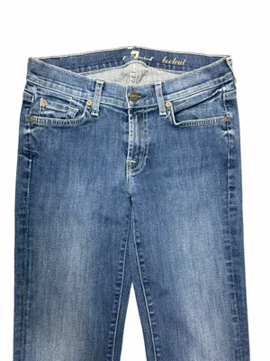 7 For All Mankind Bootcut Jeans 27 Medium Wash Blue Denim Y2K Vibe Long Inseam thumbnail 5