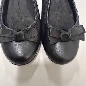 Walking‎ Cradles Black Leather Ballet Flats Bow Whipstitch Womens 8.5 B thumbnail 3