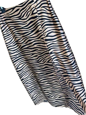 Le Lis Satin Zebra Print Slit Maxi slip Skirt Black Tan Date night Office Siren thumbnail 6