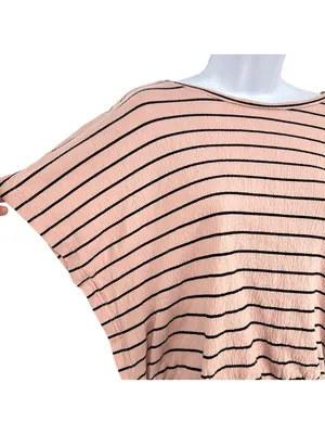 Lucky Brand Striped Short Sleeve Top With Side Ties Pink Size Medium Boho Chic thumbnail 4