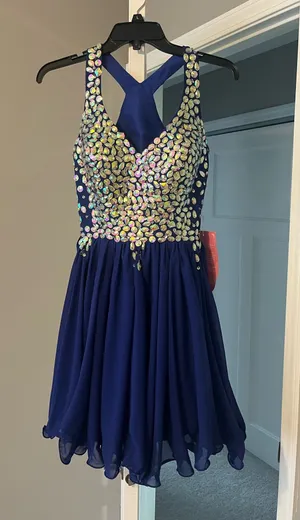 Blue Sequin Prom Dress thumbnail 1