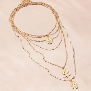 3/$30 💛 Multi Layered Charm Necklace Gold thumbnail 2