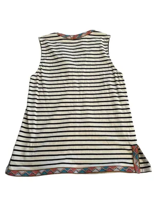 THML size medium Striped Sleeveless Embroidered Trim tank top black white thumbnail 10