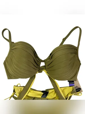 A. Che Olive is Green 2-Piece Bikini 38B 36C 34D 32DD Small Bottom NWT thumbnail 2