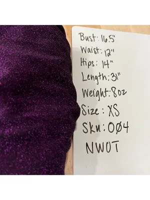Lush Purple Metallic Bodycon Dress Size XS NWT Cowl Neck Strappy Y2K Night Luxe thumbnail 10