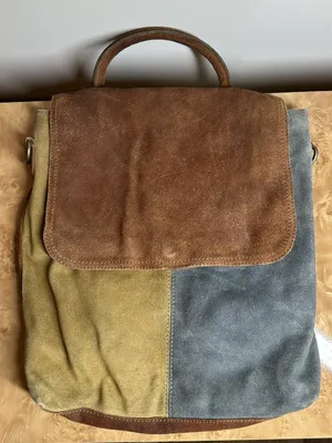 We The Free Free People Colorblock Suede Convertible Backpack Purse Leather Bag thumbnail 1