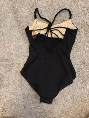 Jozette for Mirella Black leotard with twisted strap detailing thumbnail 2