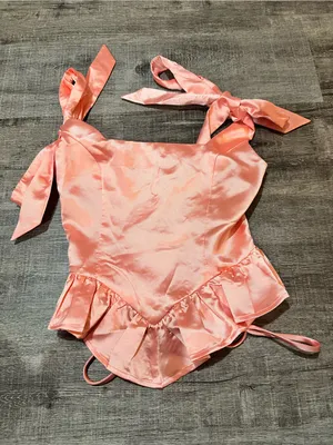 LULUS Coquettish Pink Lace Up Bustier Top thumbnail 3