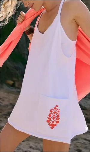 NWOT Free People FP Movement Hot Shot Logo Mini Dress - White / Scarlet Buti - L thumbnail 1