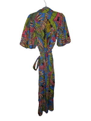 🌺✨ Farm Rio Totally Tuiuiu Tropical Floral Birds Wrap Maxi‎ Dress M ✨🌺 thumbnail 5