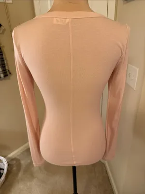 Victoria's Secret Light Pink Long-Sleeve Snap Henley Top thumbnail 4