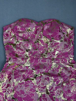 Lilly Pulitzer Raya Strapless Pink Floral/metallic gold Brocade Dress Size: 0 thumbnail 2