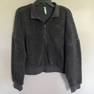 Fabletics XL Gray Dream Polar Fleece Quarter Zip Pullover Cropped Sweatshirt‎ thumbnail 1