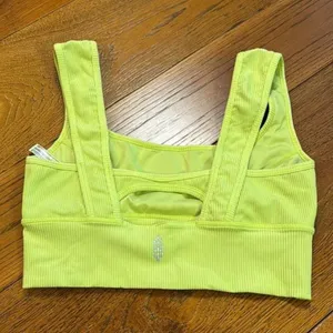 Free People Movement Neon Yellow Ribbed Sports Bra Size Small thumbnail 2