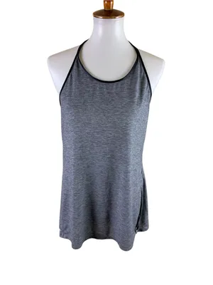 Athleta M Gray Heather Strappy Back Tank Top Side Slit Athletic thumbnail 2