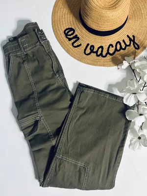 Y2K 90s Green Utility Cargo Pants Size 9/10 Stretch Military thumbnail 1