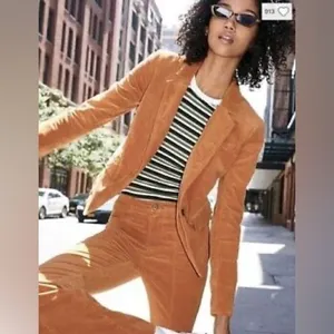 Free‎ People Heidi Brown Corduroy Button Front Blazer 4 thumbnail 4