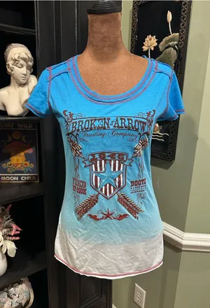 Panhandle Slim Broken Arrow Trading Co. Ombre Western Tee – Size Small thumbnail 1