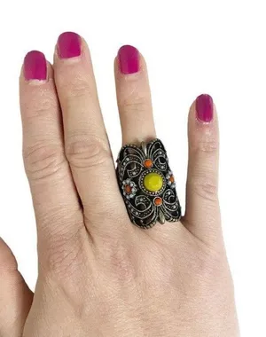 Silver Turquoise Butterfly‎ Ring Size 7 Boho Statement Blue thumbnail 1