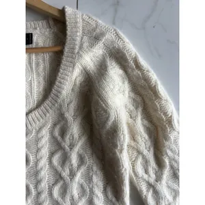 VTG The Limited Angora Lambswool Cable Knit Sweater Cream Ivory L Scoop Neck Y2K thumbnail 9