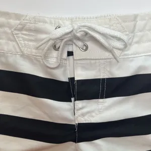 Y2K OP Ocean Pacific Black White Striped Board Shorts Low Rise Lace Up S 3-5 thumbnail 3