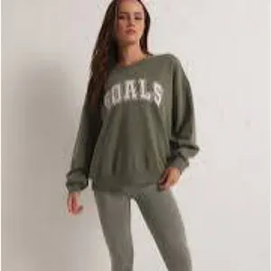 Z Supply NWT Olive Green 'GOALS' Oversized Crewneck Sweatshirt Size Medium thumbnail 2
