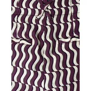 Maeve Anthropologie Burgundy Cream Wavy Stripe High Rise Trouser Shorts Size 10 thumbnail 4