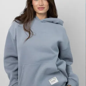 NWT COMFRT Affirmation Hoodie in slate. Small Blue thumbnail 1