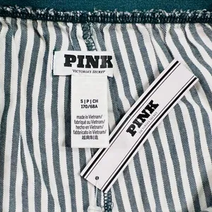 VS PINK Velvet Trim Ruffle Pajama Shorts Deep Forest Green & White Stripes SMALL thumbnail 11