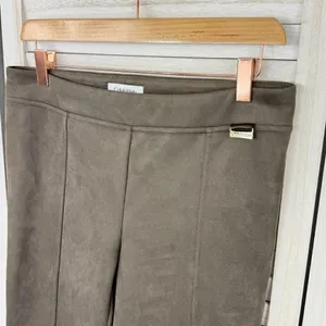Calvin Klein Faux Suede Skinny‎ Pull On Pants Taupe Tan Small Leggings thumbnail 5