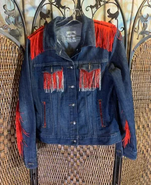 Old Navy Handmade Dolly Parton Fringe Jacket Size L thumbnail 1