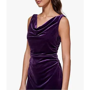 Kensie Purple Velvet Cowl Neck Ruched Sheath Dress Size‎ 12 thumbnail 3