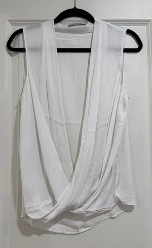 Naked Zebra White Draped V-Neck Sleeveless Camisole thumbnail 1