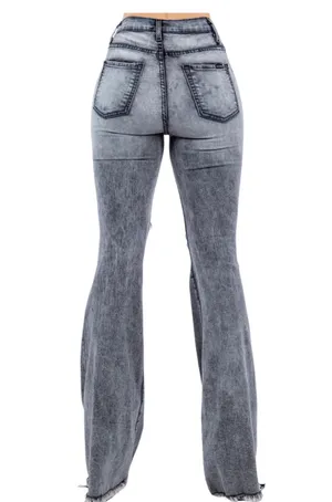 GJG Denim Storm Bell Bottom Jean in Charcoal Grey thumbnail 4