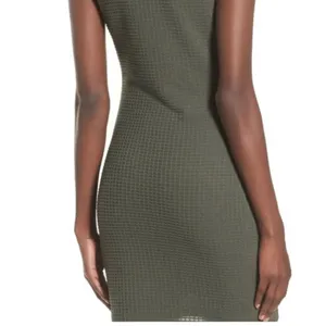 Astr the label size L Pique Knit olive green body-con dress. thumbnail 2