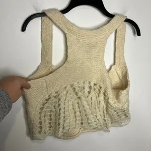 Free people cream wool blend crocheted cropped tank top women's‎ size large thumbnail 4