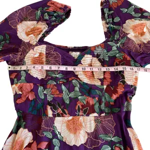 Band of the Free Aimee Purple Floral Puff Sleeve Mini Dress Women’s Size Medium thumbnail 4
