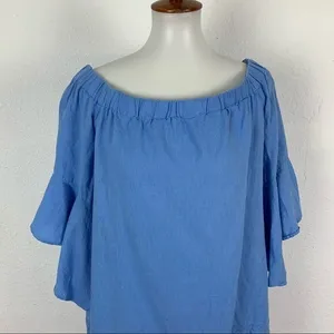 Zara Medium Blue Tunic Top Flowy Boho Minimalist Cottagecore Summer Style‎ thumbnail 2