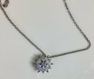 Crystal Snowflake Necklace Gold thumbnail 1