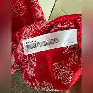 En Saison Red Floral Tie-Shoulder Sundress with White Print thumbnail 3