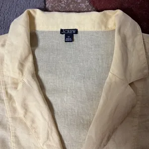 J.Crew Linen‎ Blend Sustainable Shirt Womens 14 Yellow Coastal Utility CA600 Top thumbnail 4