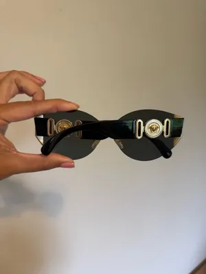 Versace | Cateye Black Sunglasses with Gold Medusa Accents | E04 thumbnail 2