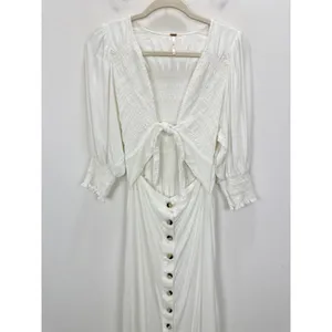 Free People String Of Hearts Maxi Dress Dress Linen Blend Ivory White Small thumbnail 9