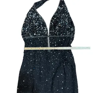 Scala Black Halter Beaded Sequin Maxi Formal Gown Sz L‎ thumbnail 15