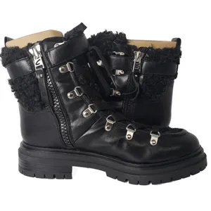 Circus by Sam Edelman Combat Boots Womens 7 Black Faux Leather Shearling Gretchen thumbnail 4