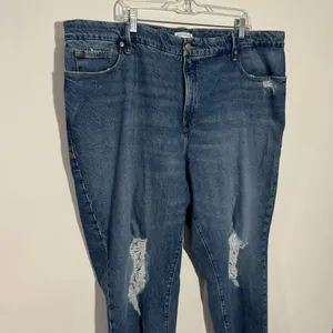 Good American The Weekender Indigo Wash Raw Hem Jean Size 18 Minimalist Casual‎ thumbnail 3