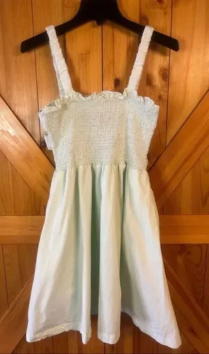 Pinch Anthropologie Smocked Back Cutouts Mint Sleeveless Short Dress Medium (577 thumbnail 1